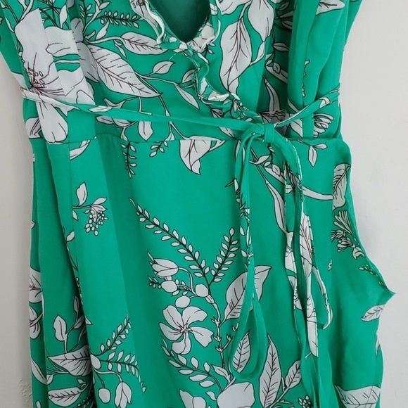 Anthropologie Brand If By Sea Green Floral Wrap High Low Maxi Dress - small. MM - Picture 9 of 12